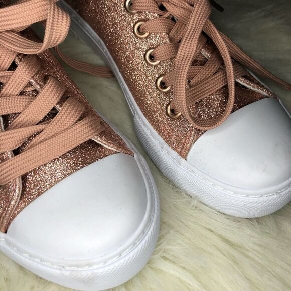 Pierre Dumas Rose Gold Glitter Shoes Size 5 - Picture 2 of 7